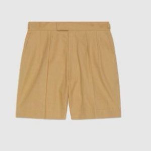 Gucci Cotton Pleated Shorts in Beige